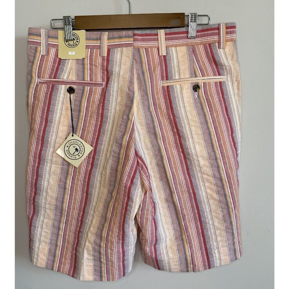Charleston Khakis Seersucker Shorts Mens Size 34 Preppy 9.5 inch inseam NWT